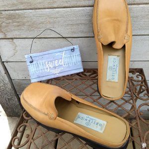 vintage 90s NWOT tan square toe leather mule